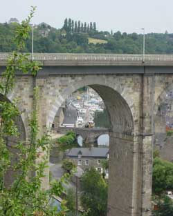 Dinan's quayside is dominated by the 19th century viaduct