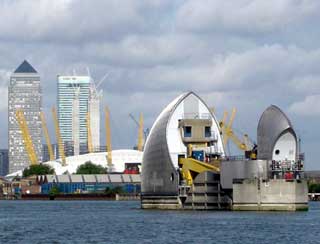 Leaving London through the Thames barrier
