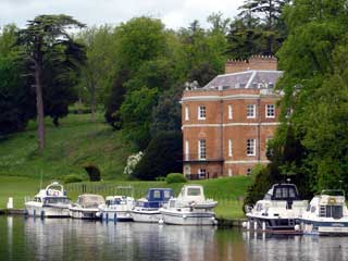 The idyllic moorings at Harleyford Marina