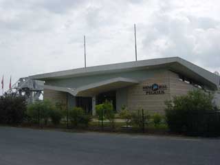 The new Pegasus Memorial museum, with the original Pegasus bridge in the background