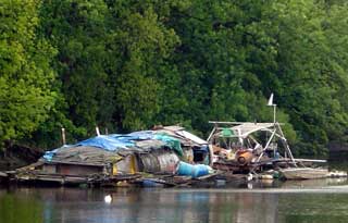 A DIY houseboat moored at Richmond