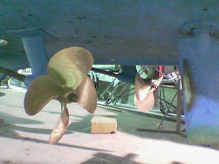 Amongst the work done this winter are our shiny new 4-bladed propellers...