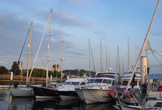 Rafted five deep on the visitors pontoon