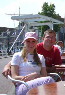Debbie & John enjoy lunch in the sunshine at Hoorn