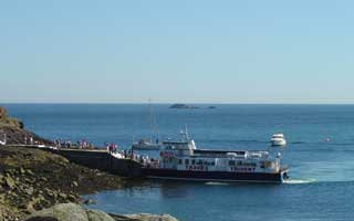 The ferry stops at the Rosiere steps at low water