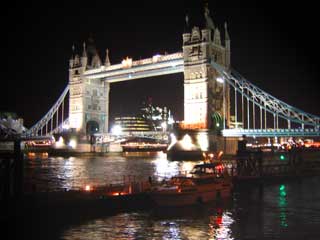 Moored in the shadow of Tower Bridge at St Katherines Pier