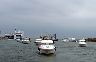 The invasion...approaching Ouistreham lock