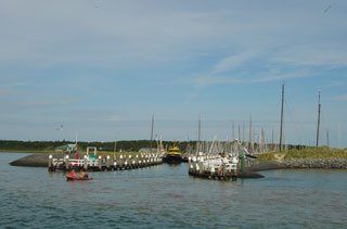 The narrow harbour entrance makes for a comfortable berth