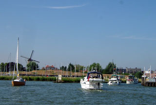 Lady Martina leading the fleet into Willemstad (Photo by Chris Turner)
