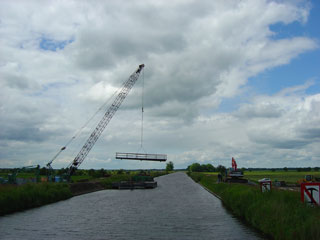 A temporary bridge is lifted to let us pass