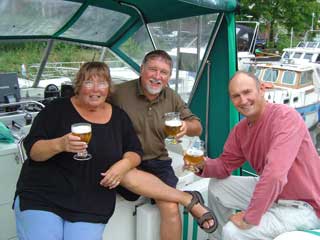 Celebrating our arrival in Belgium with a Belgian beer