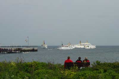 The duty frees must get through - ferry passengers disembark for an afternoon's shopping