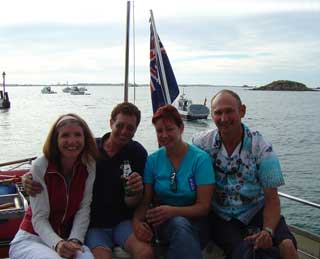 Enjoying a drink on board with Richard & Christina