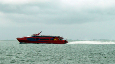 A closer than expected view of the Jade cat ferry