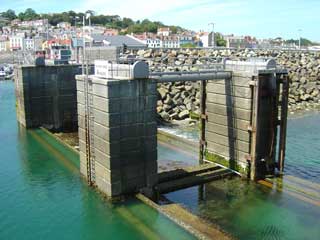 The sill at the QEII marina opens when there is 1.8 metres of water