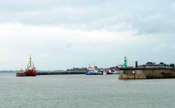 Sharing the tidal harbour with the fishing boats and pilots