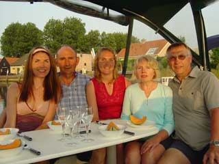 A fine evening for dinner on board Virginia Lady