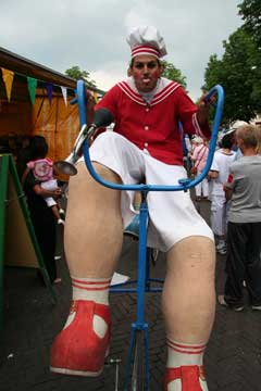 One of the international troops of stilt performers